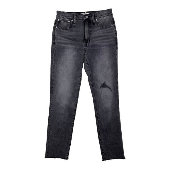 Madewell The Perfect Vintage Jean in Cosner Black Wash: Knee-Rip Edition Size 27 - Picture 1 of 8